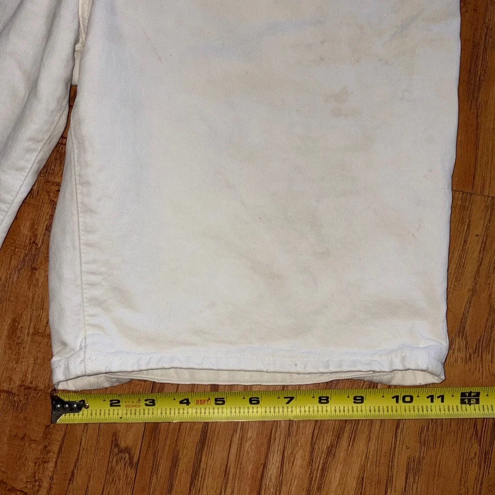 Y2K Unionbay Mens White Denim Shorts Size 34 Cotton Vintage Minor Flaws